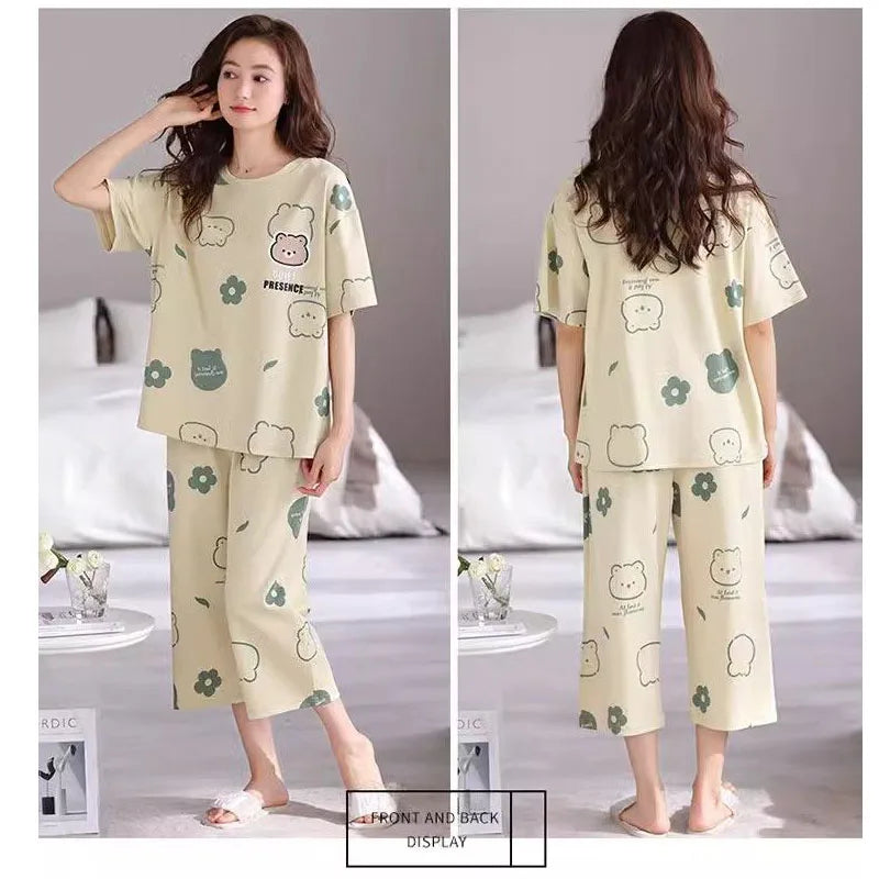 Modal Women's Pajamas Pants Women Pajama Set Pijama Loungewear Sleepwear Home Suit Nightie Cute Nightgowns Sleeping Underwear