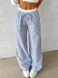 Women's Casual Striped Woven Wide Leg Pants Fall Winter 2025 Casual Stylish Full Length Trousers Y2K Clothes Streetwear