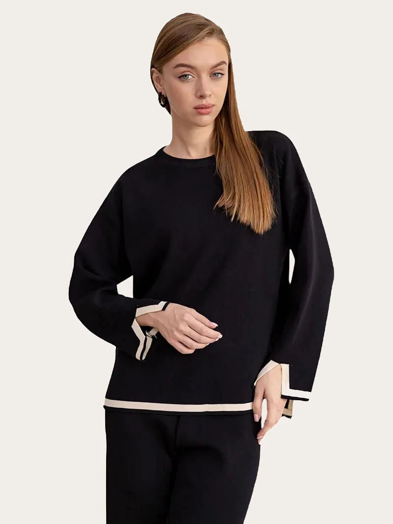 Elegant 2 Piece Loungewear Pajama Women Sets Casual Knitted Pant Sets Women Long Sleeve Knitted Two Piece Sets Women Winter 2024