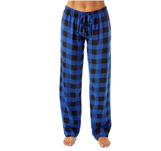 Women Red Plaid Pajama Bottoms with Pockets Drawstring Sleepwear Pants Loose Stretch Home Lounge Sleepwear Nightwear Trousers