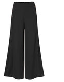 Women Pants Spring 2024 New Elegant Fashion Versatile New Female's Button Elastic High Waist Wide Leg Trousers Streetwear