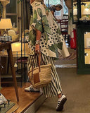 2 Piece Sets Women Summer Print Loungewear Long Pants Sets 2025 Vintage Short Sleeve Shirt Loose Pants Suits Matching Set Outfit