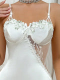 Women Sexy Nightwear Lace Nightgowns V-neck Sleeveless Lace Silk Satin Nightdress Nightwear Sleepshirts Sleep Wear Clothes