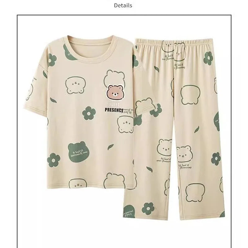Modal Women's Pajamas Pants Women Pajama Set Pijama Loungewear Sleepwear Home Suit Nightie Cute Nightgowns Sleeping Underwear