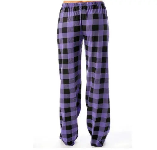 Women Red Plaid Pajama Bottoms with Pockets Drawstring Sleepwear Pants Loose Stretch Home Lounge Sleepwear Nightwear Trousers