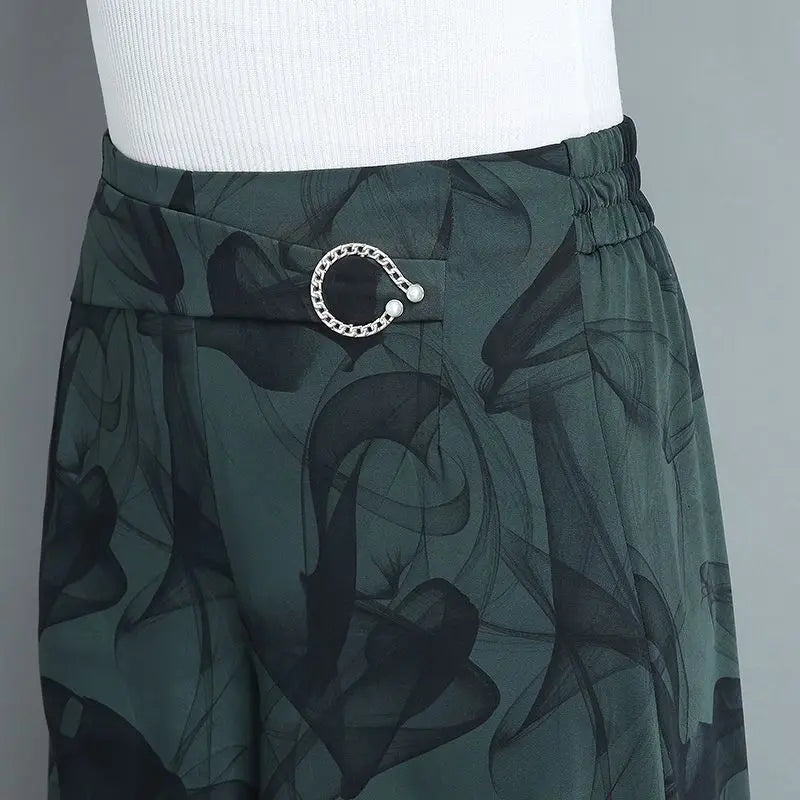 Skirts and Pants for Women Nine-point Wide-leg Pants for Summer Thin New High-waist Loose Drooping Nine-point Large Swing Pants
