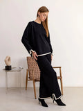 Elegant 2 Piece Loungewear Pajama Women Sets Casual Knitted Pant Sets Women Long Sleeve Knitted Two Piece Sets Women Winter 2024